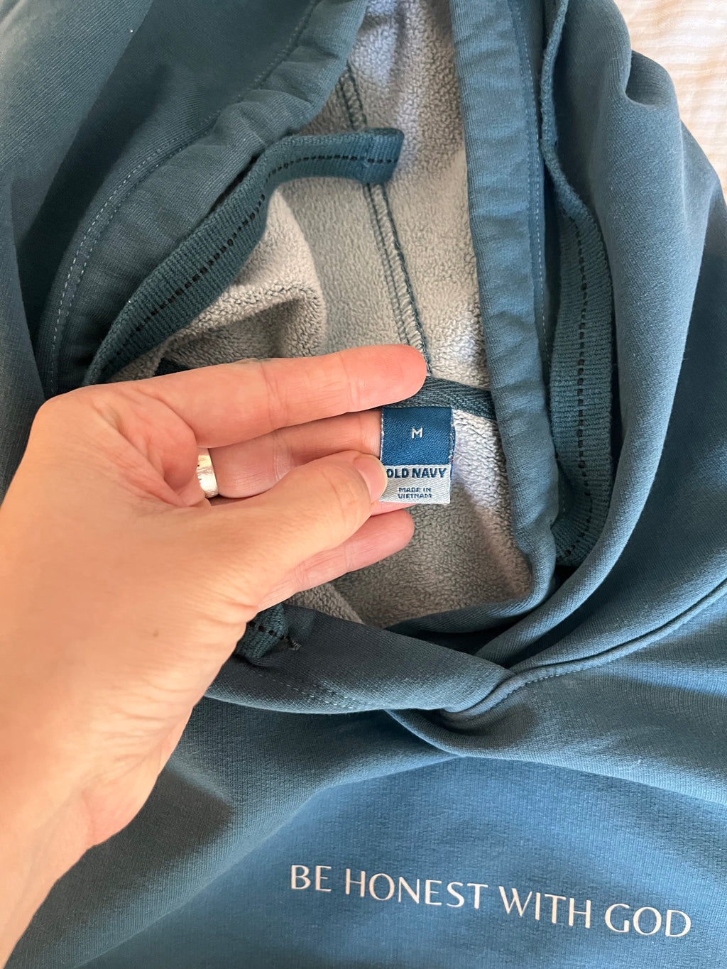 Earthy Blue Old Navy Hoodie (Be Honest with God)